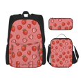 thumbnail image 1 of Disketp Red Strawberry Mochila Estampada de Gran Capacidad con Lonchera y Estuche, Set de 3 Piezas para Estudiantes, 1 of 7