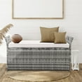 thumbnail image 2 of Patio Deck Box, Wicker Outdoor Storage Bench w/Cushion, PE Rattan Patio Storage Furniture with Iron Frame, Cushioned Storage Footstool for Indoor, 2 of 11