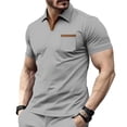 thumbnail image 2 of Fnnxeal Mens Polo Shirts Short Sleeve Waffle Collared Solid Casual Summer Polo Gray Shirts for Men Size S, 2 of 9