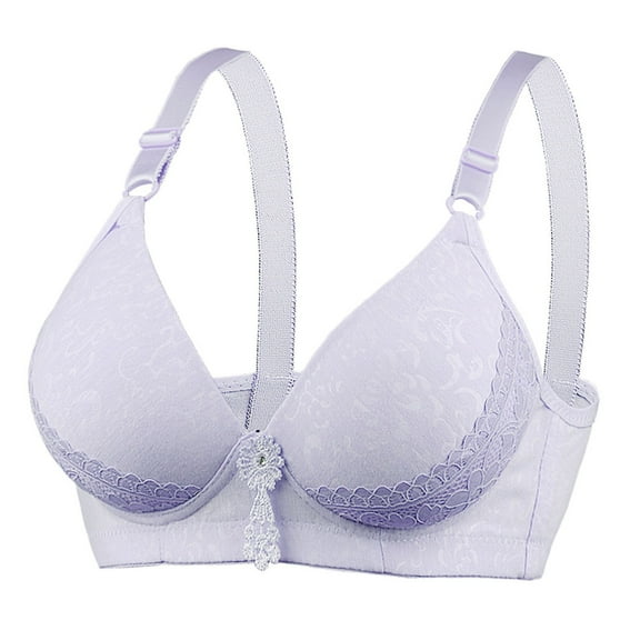 JGGSPWM Woman's Comfortable Lace Breathable Bra Underwear No Rims Gray L