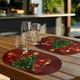 thumbnail image 4 of Uorisanigo Xmas Tree PU Leather Placemats Set of 4 Wipeable Oval Dining Table Mats for Kitchen Dining Room Coffee Office Table Dinner Table Decor Christmas Decoration, 4 of 8