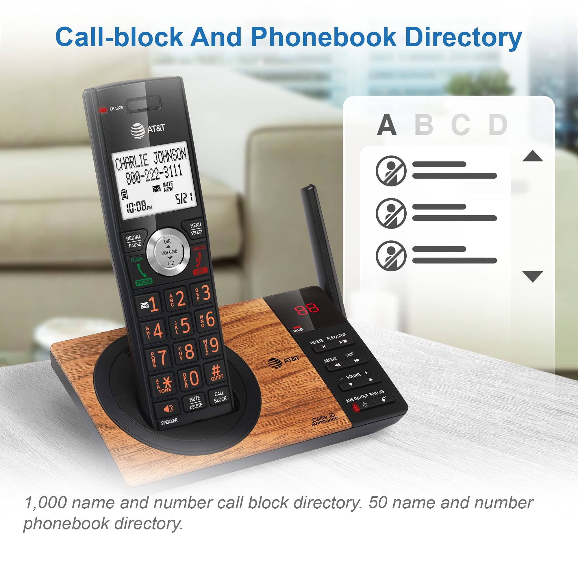 AT&T CL82167 Cordless Phone with Answering System and Smart Call Blocker