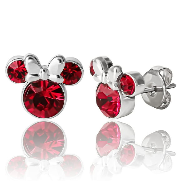 Pendientes Disney Minnie Mouse con la piedra natal de julio para mujer
