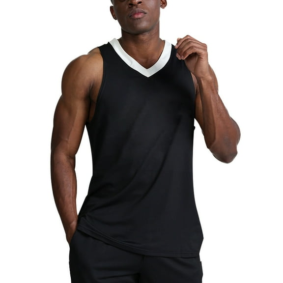 Sngxgn Men's Sleeveless Workout Swim Shirt Running Gym Tank Top Big and Tall(Black,L)