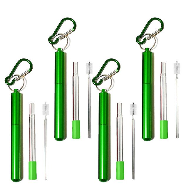Pajitas Reutilizables YONGSHENG Metal con silicona 4 paquetes