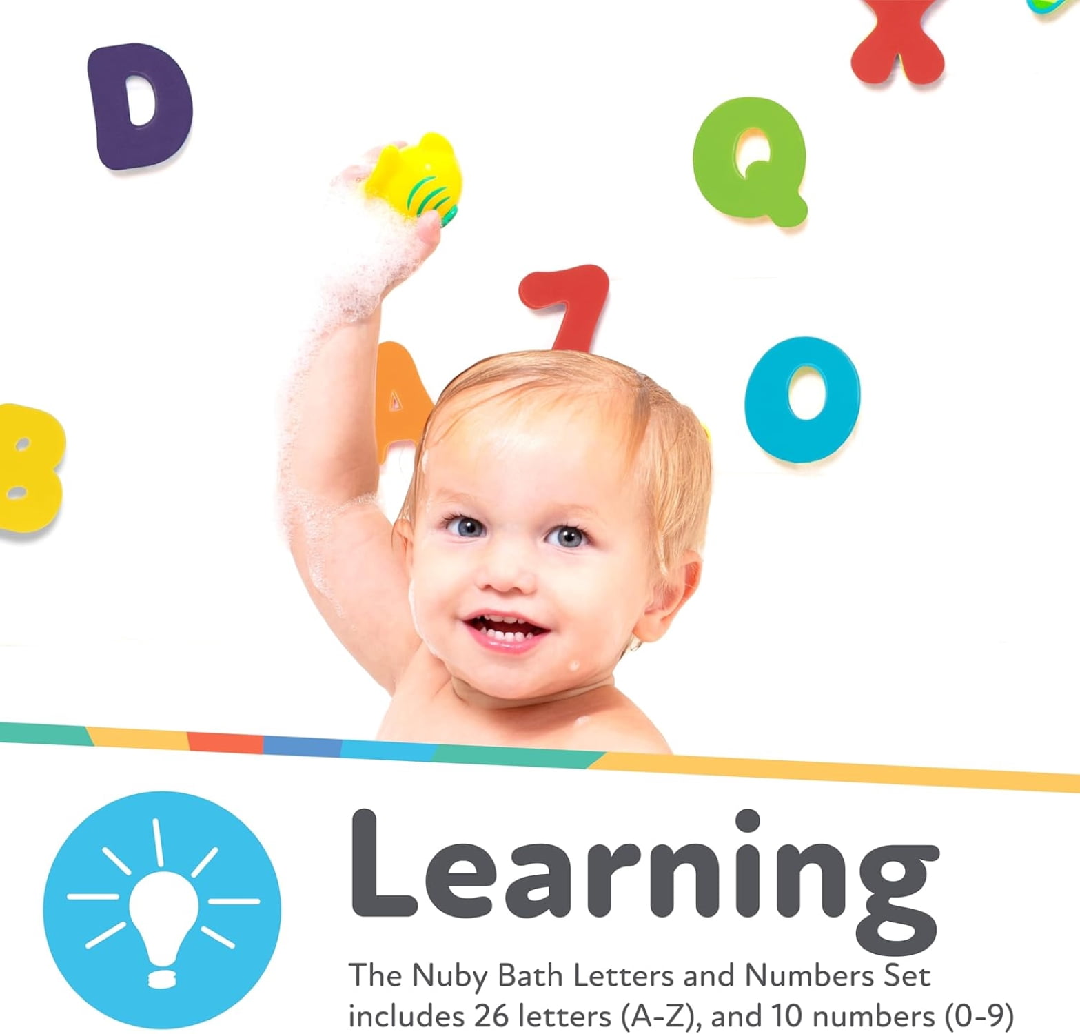 Nuby Solid Bath Tub Alphabet and Number Set - 36 pc
