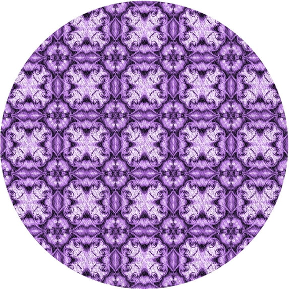 Ahgly Company Indoor Round Patterned Violet Purple Area Rugs, 5' Round