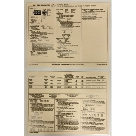 1968 Corvette L71 427 cu. in. Tri-Power Spec Sheet By Sun LIT-L-71