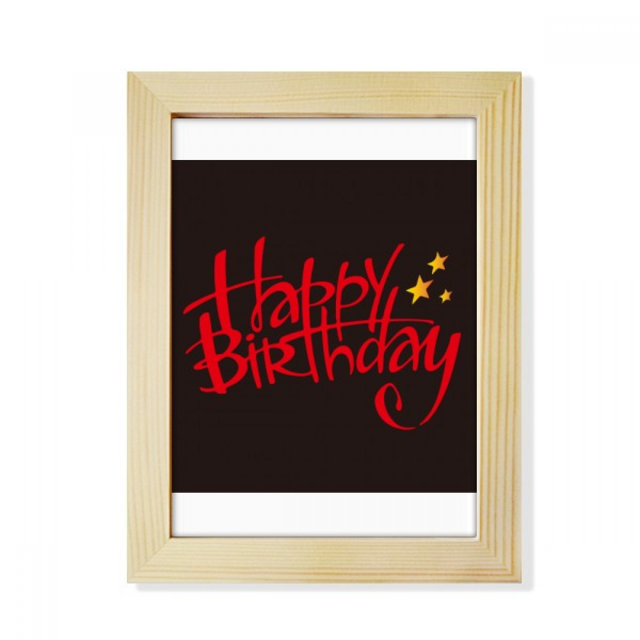 English Art Text Happy Birthday Desktop Adorn Photo Frame Display Art Painting Wooden