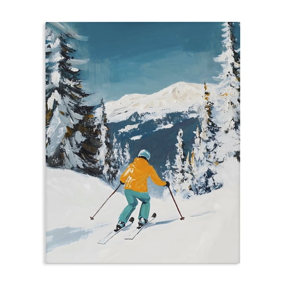 Stupell Industries Farmhouse Downhill Skier on Mountain Canvas Art, 16 x 20, by The Prints Vibe