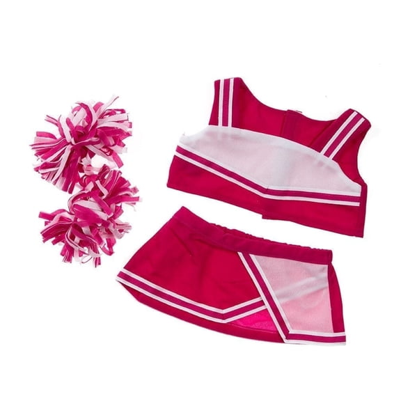 Pink and White Cheerleader Uniform for 14"-18" Plush Dolls, Sports Dress Up Doll Clothes