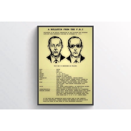 D.B. Cooper Fbi Wanted Poster 1971 Plane Hijacking Unique True Crime Memorabilia Print Poster Decor For Living Room Bedroom