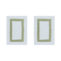 Better Trends 2 Piece Bathroom Rugs Set 100% Cotton Water Absorbent & Reversible Extra Soft Tufted Bath Rug, Machine Washable for Bathroom Floor Decor, 17" x 24" Hotel Collection - White/Sage