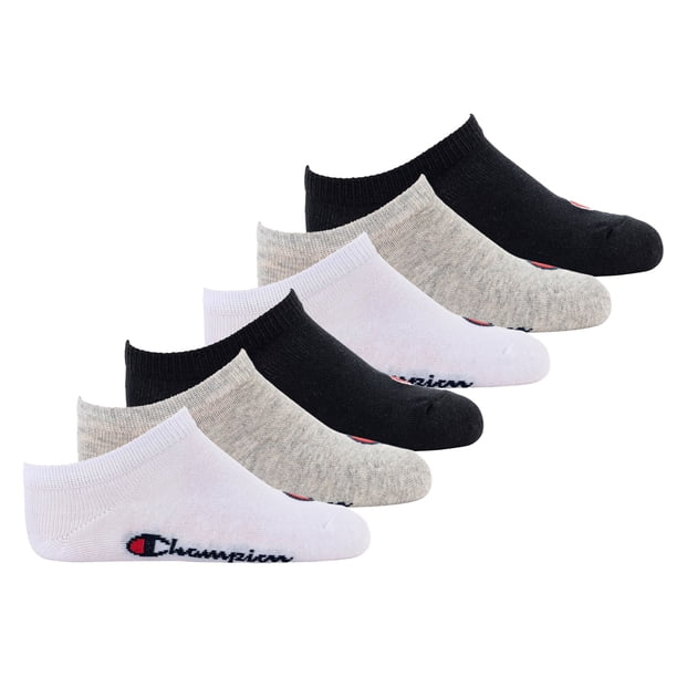 Champion Calcetines para Niños, Paquete de 3 - Sneaker, Color sólido Negro/Gris/Blanco 27-30