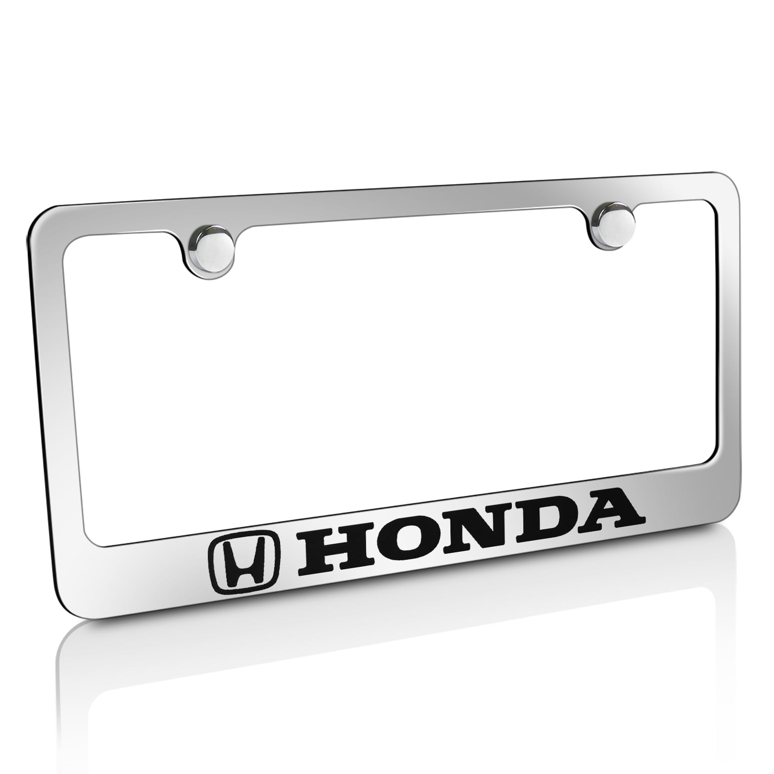 Frame Honda Chrome Logo On Black License Plate 