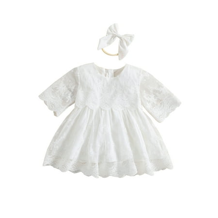 

Bagilaanoe Toddler Baby Girl Party Dress Half Sleeve A-line Princess Dresses + Headband 6M 12M 18M 24M 3T 4T Kid Lace Patchwork Tulle Skirt