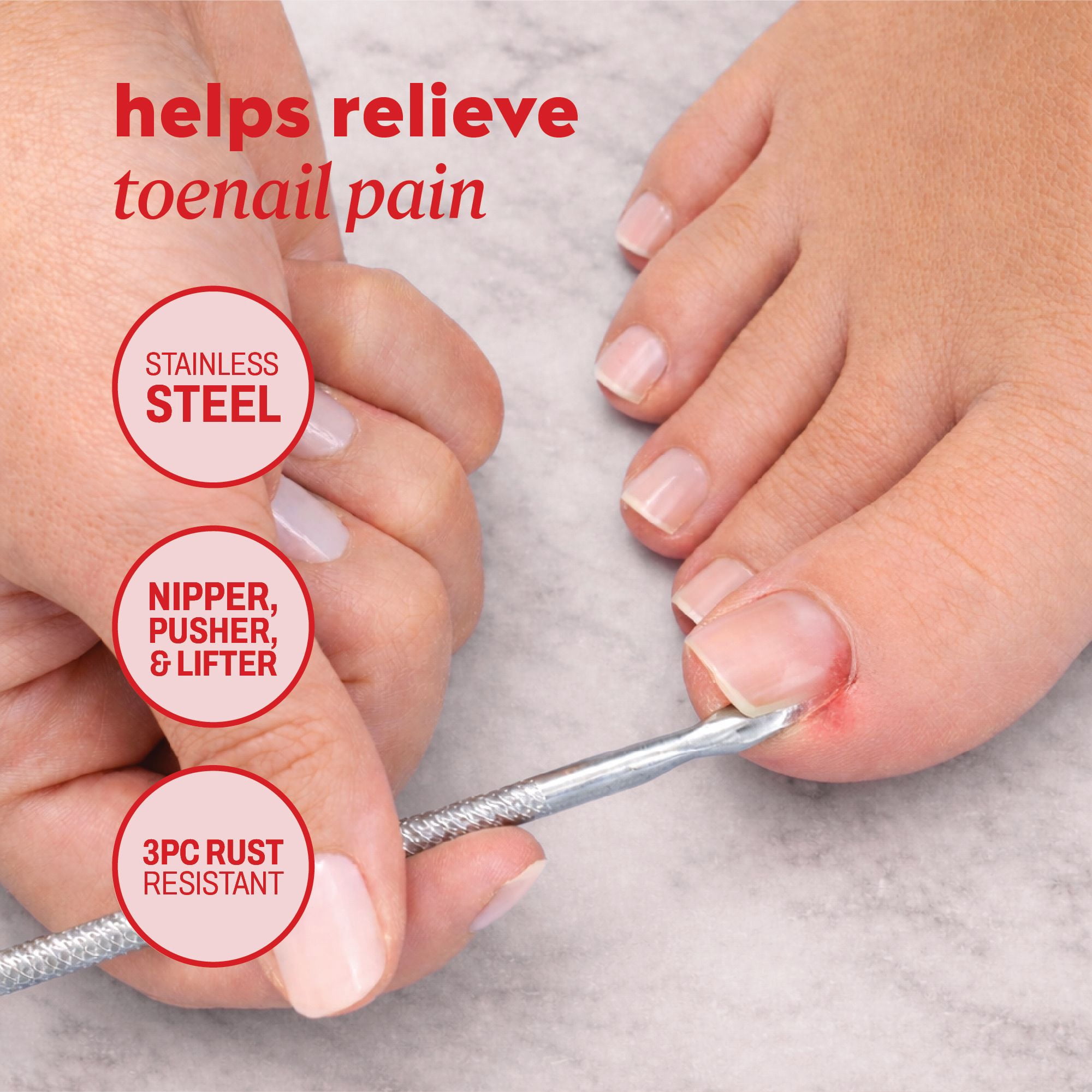 (3 pack) Onyx Professional 3-Piece Stainless Steel Nail Care Kit with Ingrown Toenail Remover, Protective Case