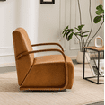 thumbnail image 6 of ROOMARK Cream Upholstered 360° Swivel Accent Chair – Solid Wood Curved Arms, Mid-Century Modern Design, Ergonomic Comfort for Living Room, Bedroom Reading Nook Small Single Sofa for Bedroom, Office, 6 of 8