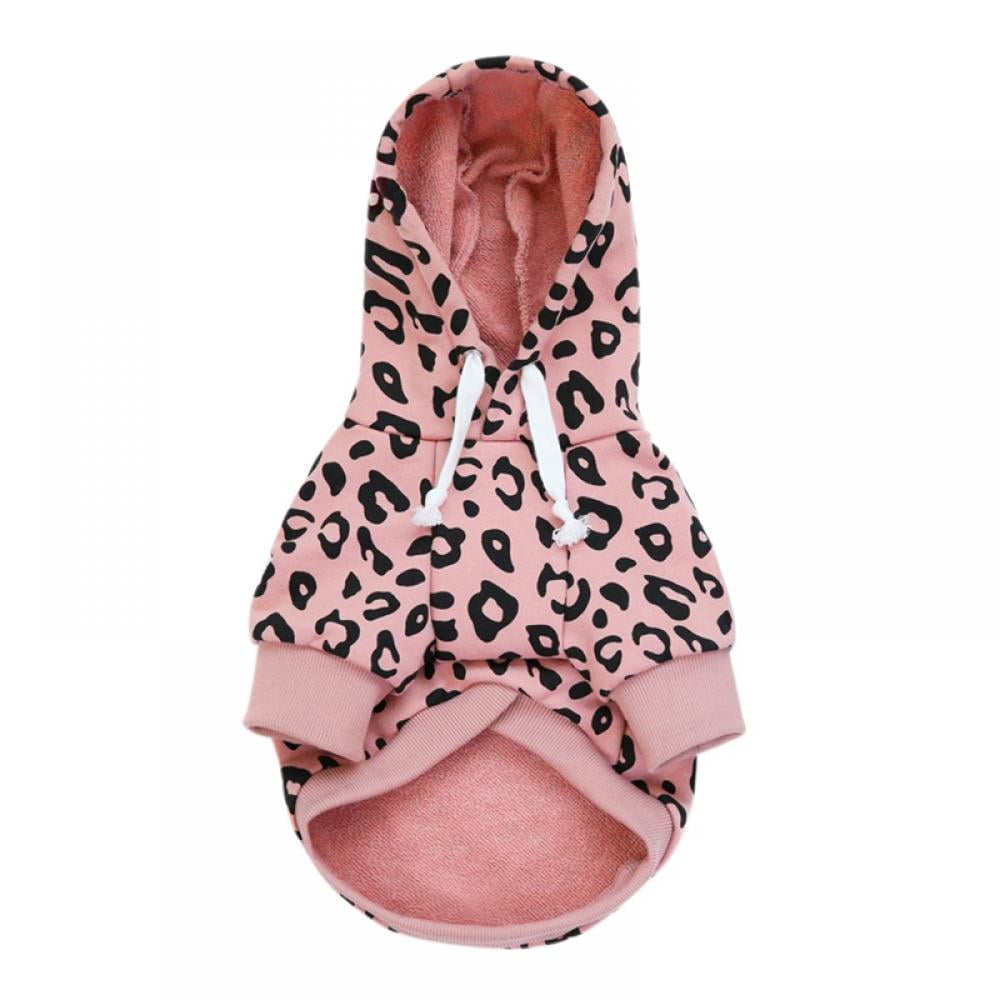 GETFIT Pet Dog Leopard Print Hooded Sweatshirt Classical Hooded Fleece