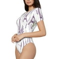 thumbnail image 2 of Naloa Lavender Flowers Women's Short-Sleeved Onesie, One-Piece Swimsuit for Parties, dates, clubs - X-Large, 2 of 9