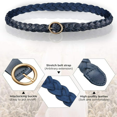 

HAZHOUYUJIUKJ Elevate Your Outfits with Stylish Trendy and Chic 3-Piece Skinny Braided Leather Belt Set for Women - Fashionable Accessories for Every Occasion - Featuring Stylish O-Ring