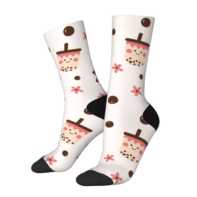 Balery Milk Tea Calcetas Largas con Estampado para Hombre y Mujer – Suaves y Transpirables, Talla Única (US 5-11)