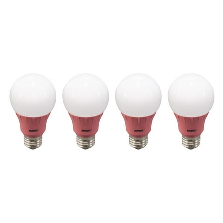 Ceramic Pink A19 Bulb - Energetic LED Color Light Bulbs, 3W (40W Equivalent), Pink, A19 Shape, E26 Base, UL Listed, 4-count