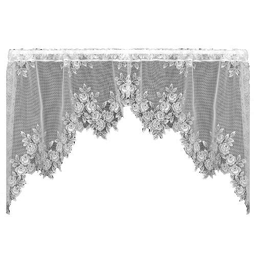 White 6260W-6024 Heritage Lace Woodland 60-Inch Wide by 24-Inch Drop Tier