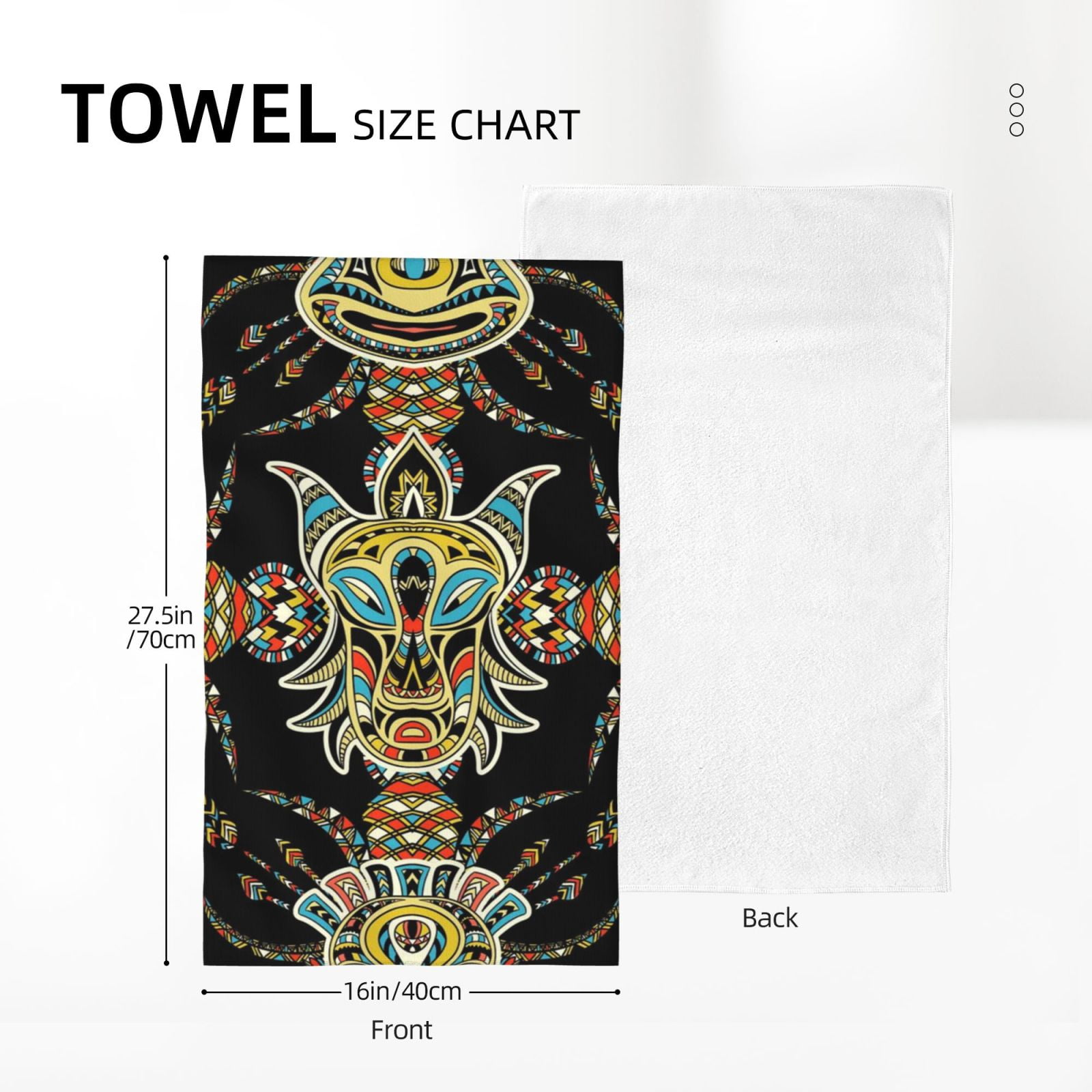 Tribal Head Geometric Ethnic 27.5" x 16" Ultra Soft Hand Towel, Face Wash Cloth for Bathroom, Gym, Travel, Pool