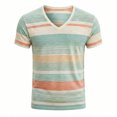 thumbnail image 4 of Mens V Neck T Shirts Striped Short Sleeve T-Shirts Casual Slim Fit Lightweight Summer Tops Fashion Beach Vacation Shirts, 4 of 5