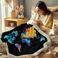 thumbnail image 3 of Map Sherpa Throw Blanket Colorful Watercolor World Map Print Fleece Reversible Blanket for Bed and Couch Explore Travel Bedroom Decor Baby(30"x40"), 3 of 6