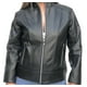 thumbnail image 1 of Chamarra de piel negra estilo bomber con líneas y bolsas al frente para dama Castelli Leather Authentic Pamela Bomber con cuello alto, 1 of 4