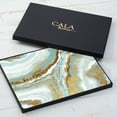 thumbnail image 5 of Cala Home "Teal Agate" Premium Decorative Hardboard Cork Back Tabletop Placemats 4 Pack, 5 of 7