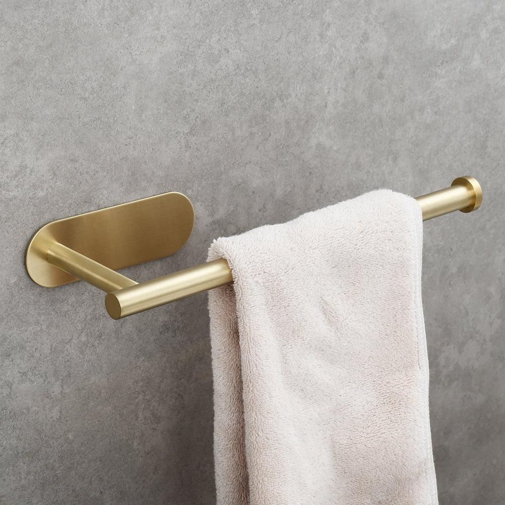 Lowestbest Stainless Steel Towel Holder, Adhesive Lengthen Toilet Paper Holder for 2 Roll Papers, Brushed Gold Lowestbest Stainless Steel Towel Holder, Adhesive Lengthen Toilet Paper Holder for 2 Roll Papers, Brushed Gold