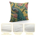 thumbnail image 4 of ONETECH Throw Pillow Covers Vintage Watercolor with Peacock On Tree Cherry Flowering Trees with Flowers Yellow Colorful Bird Decorative Square Pillowcases Cushion Cover, 4 of 5