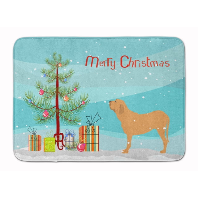 Carolines Treasures BB2997RUG Fila Brasileiro Merry Christmas Tree Machine Washable Memory Foam Mat