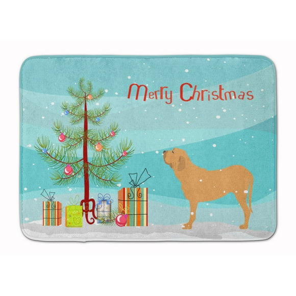 Carolines Treasures BB2997RUG Fila Brasileiro Merry Christmas Tree Machine Washable Memory Foam Mat