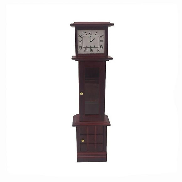 Reloj estilo abuelo de madera vintage para sala de estar con forma de casa de muñecas