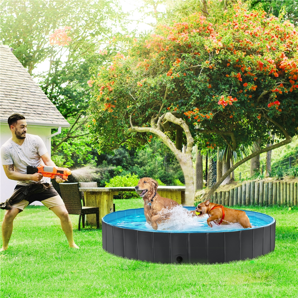 Yaheetech 71'' Pet Pool Dogs Swimming Pool Wash Tub for Dogs/Cats, Black, XXXL