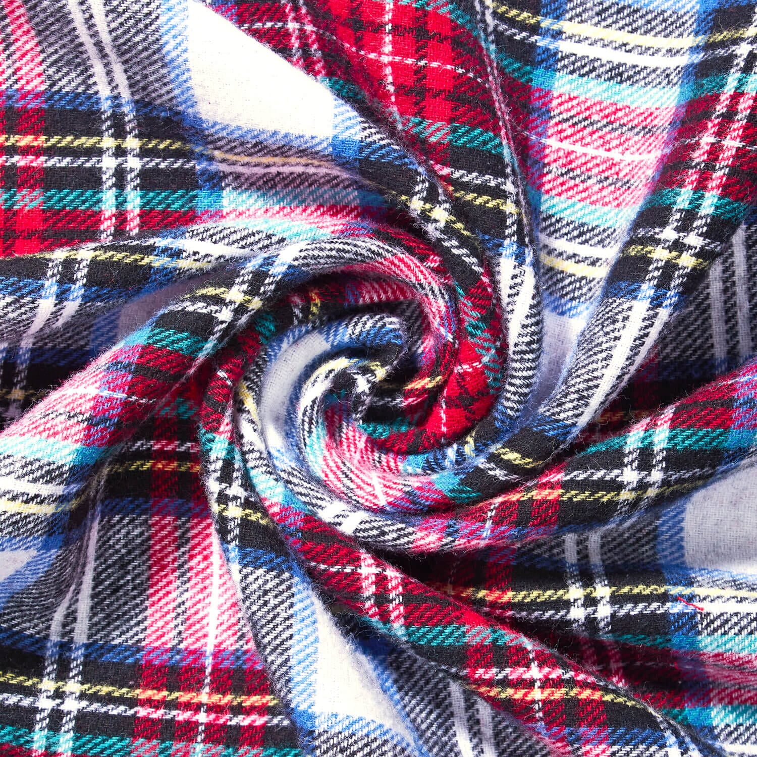 Flannel Brushed Tartan Plaid Fabric Geometric Hypoallergenic Cotton Dallas Yarn Dyed Fabric By The Yard To Sew Apparel, Décor, & More - Red / White (5 Yards)
