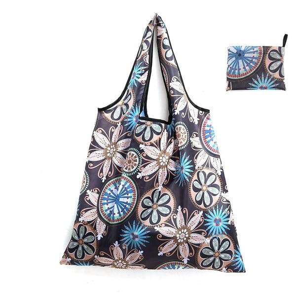 Bolsa de compras ecológica plegable de moda, bolso de mano plegable con estampado, práctico de gran capacidad para viaje, bolsa de comestibles