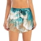 thumbnail image 2 of Balery Ocean Wave Crash Pantalones cortos deportivos para mujer con forro y dos bolsillos, elásticos, para entrenamiento, gimnasio, yoga-Medium, 2 of 7