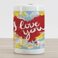 thumbnail image 2 of I Love You Ceramic Toothbrush Holder, Brushstroke Style Valentines Celebration Message My Other Half Celebration Image, Decorative Versatile Countertop for Bathroom, 4.5" X 2.7", Multicolor, 2 of 4