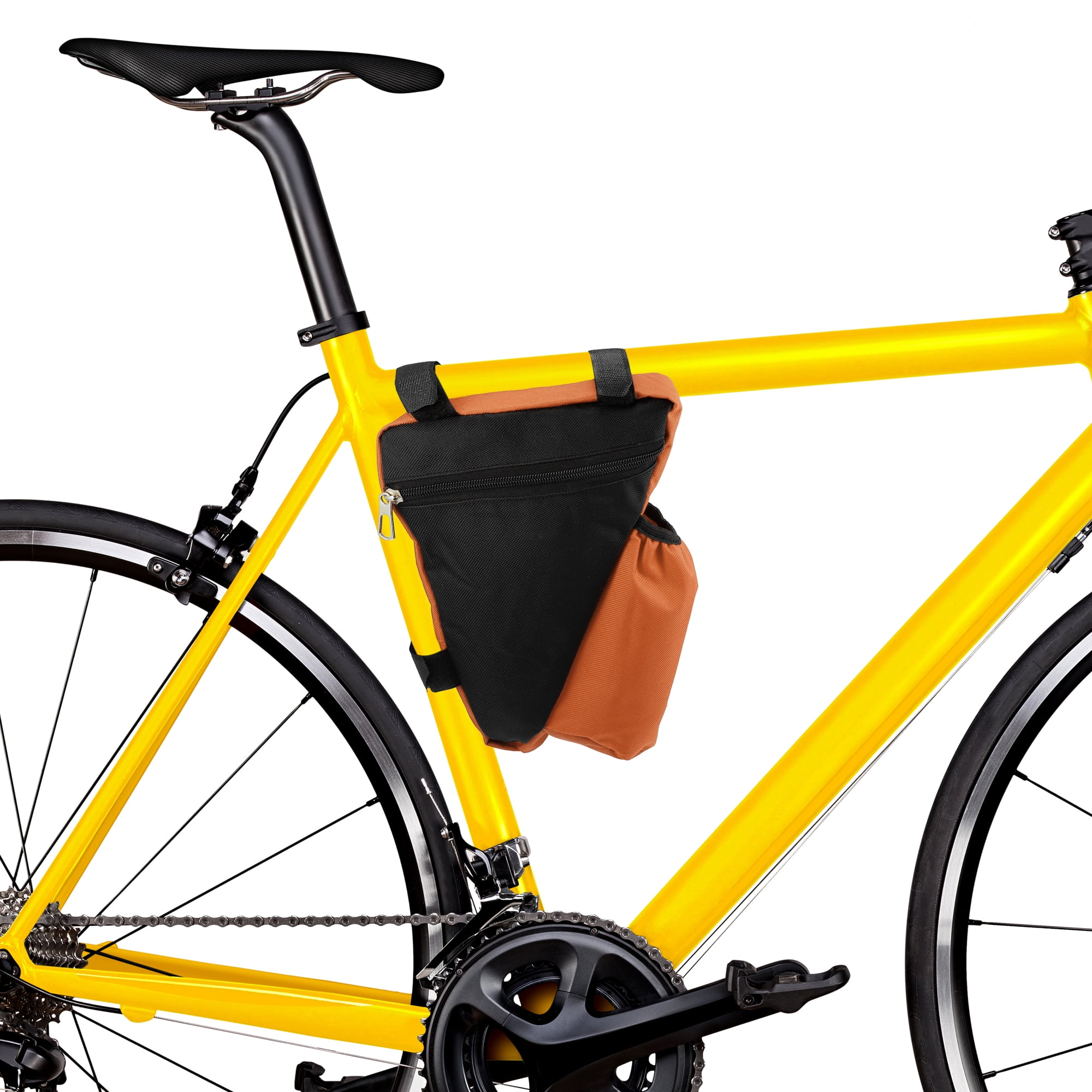 Unique Bargains Bike Triangle Frame Bag with Bottle Holder Cycling Storage Bag Orange