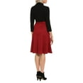 thumbnail image 5 of London Times high neck 3/4 sleeve ribbed top gold button detail faux suede skirt by Curated Brands, 5 of 6