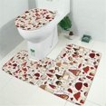 thumbnail image 2 of Red Mushroom Plant White Pattern Bathroom Rugs Sets 3 Piece,Toilet Cover Set,Absorbent Non Slip Bathroom Mats Sets with U-Shaped Contour Rug Toilet Rug Set, 2 of 5