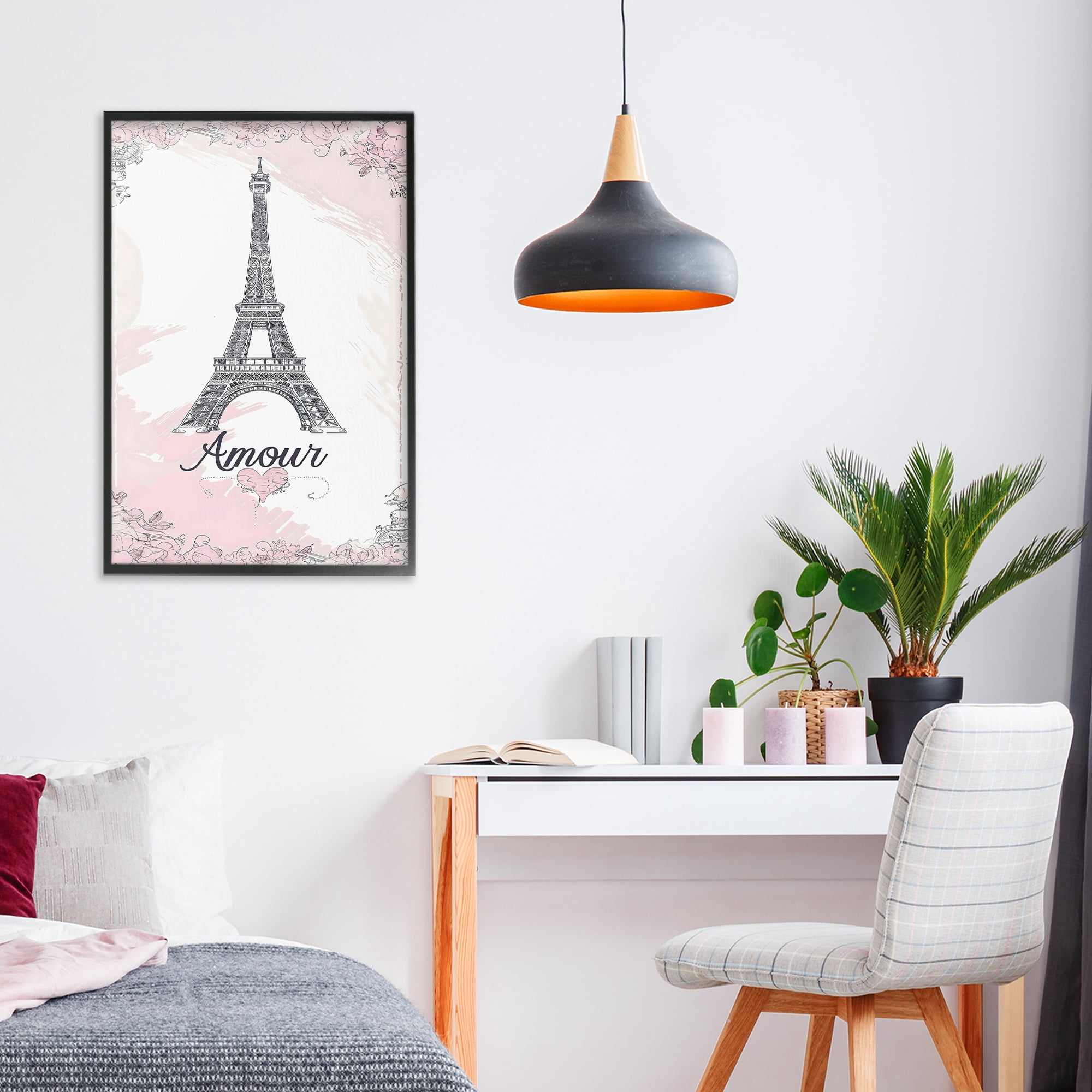 Stupell Industries Amour Vintage Eiffel Tower Black Framed Giclee Art, design by Creative Studio