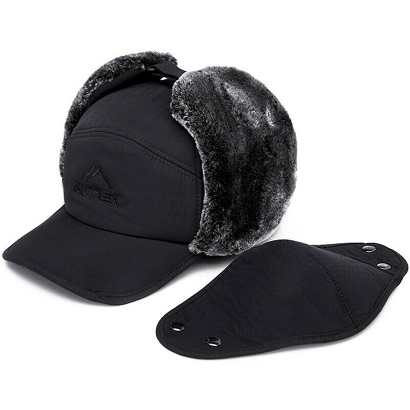 iNelihoo Unisex Winter Trapper Hat,Bomber Hat Earflap with Removable Full Face Protective Cover Windproof Warm Ushanka Hats Ski Bomber Hat for Men & Women