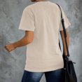 thumbnail image 4 of Camiseta de verano holgada y transpirable de manga corta para mujer en color arena con letras estampadas, 4 of 6