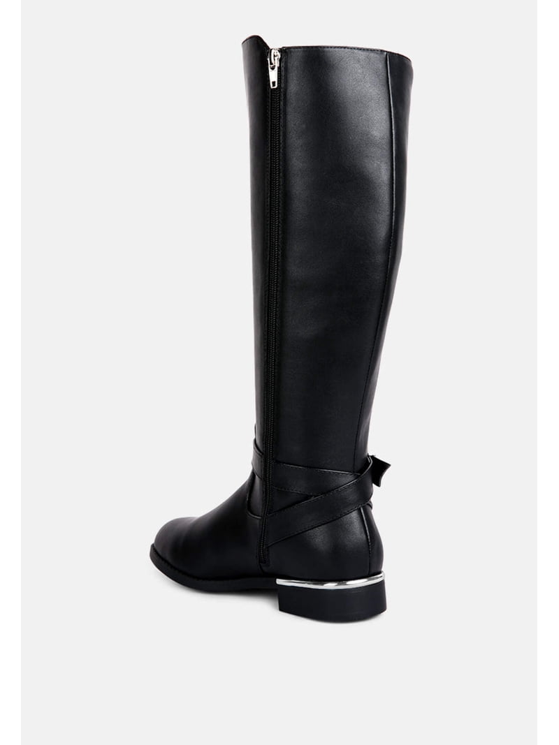 Renny Buckle Strap Embellished Calf Boots - Walmart.com display picture 1